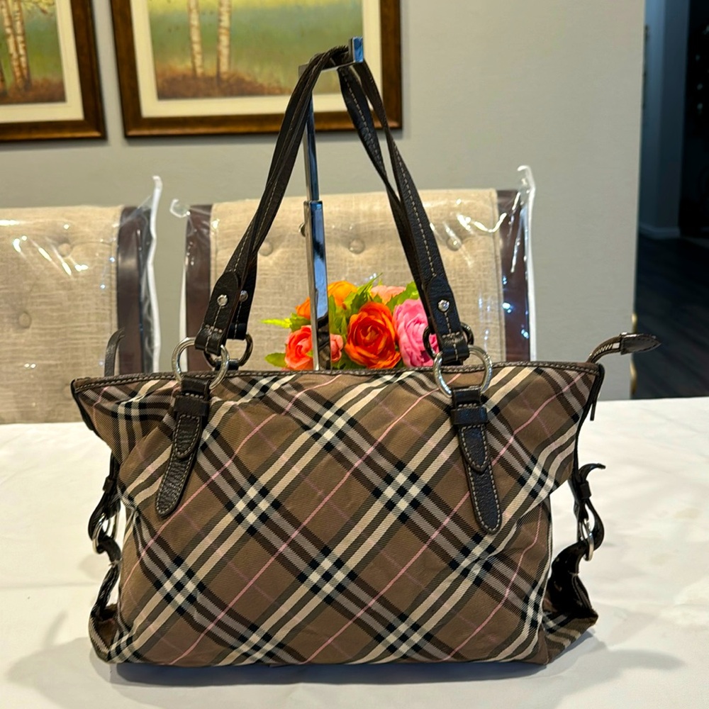 Burberry Plaid Shoulder Bag - Brown and Black